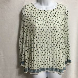 Max Studio Pleated Chiffon Bell Sleeve Top